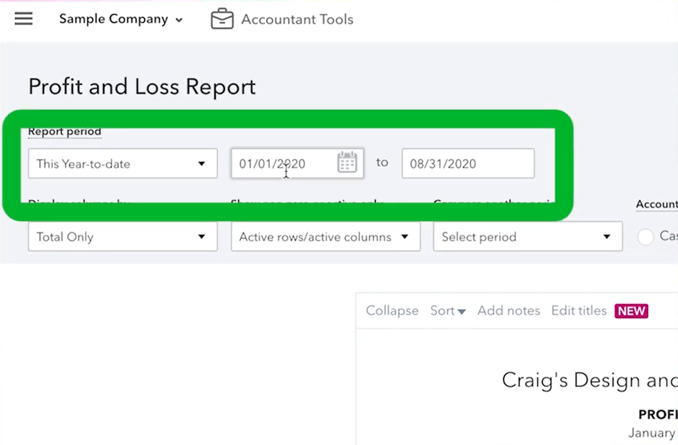 profit and loss report