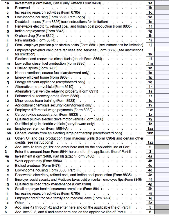 General Business Tax Credit
