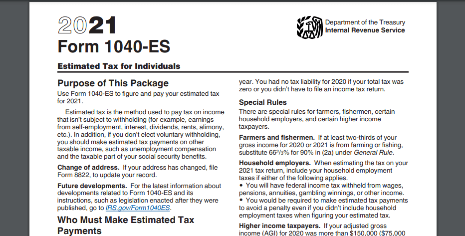 tax form 1040-ES