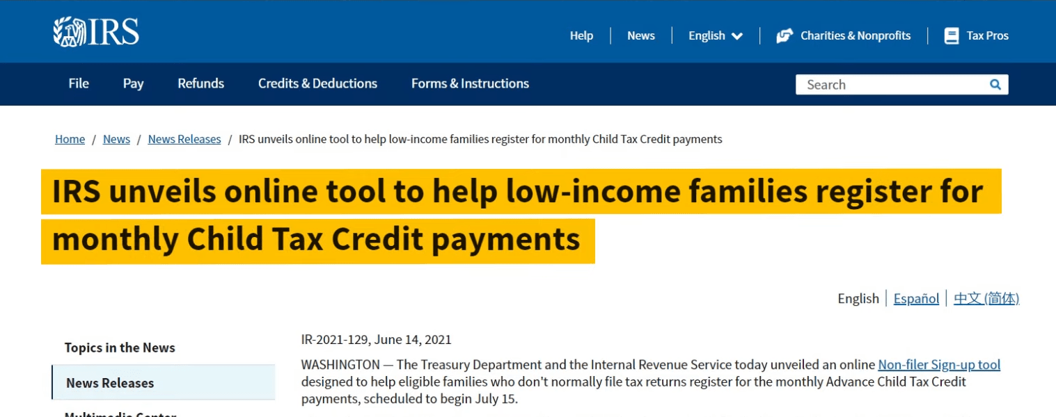 child tax credit portal update